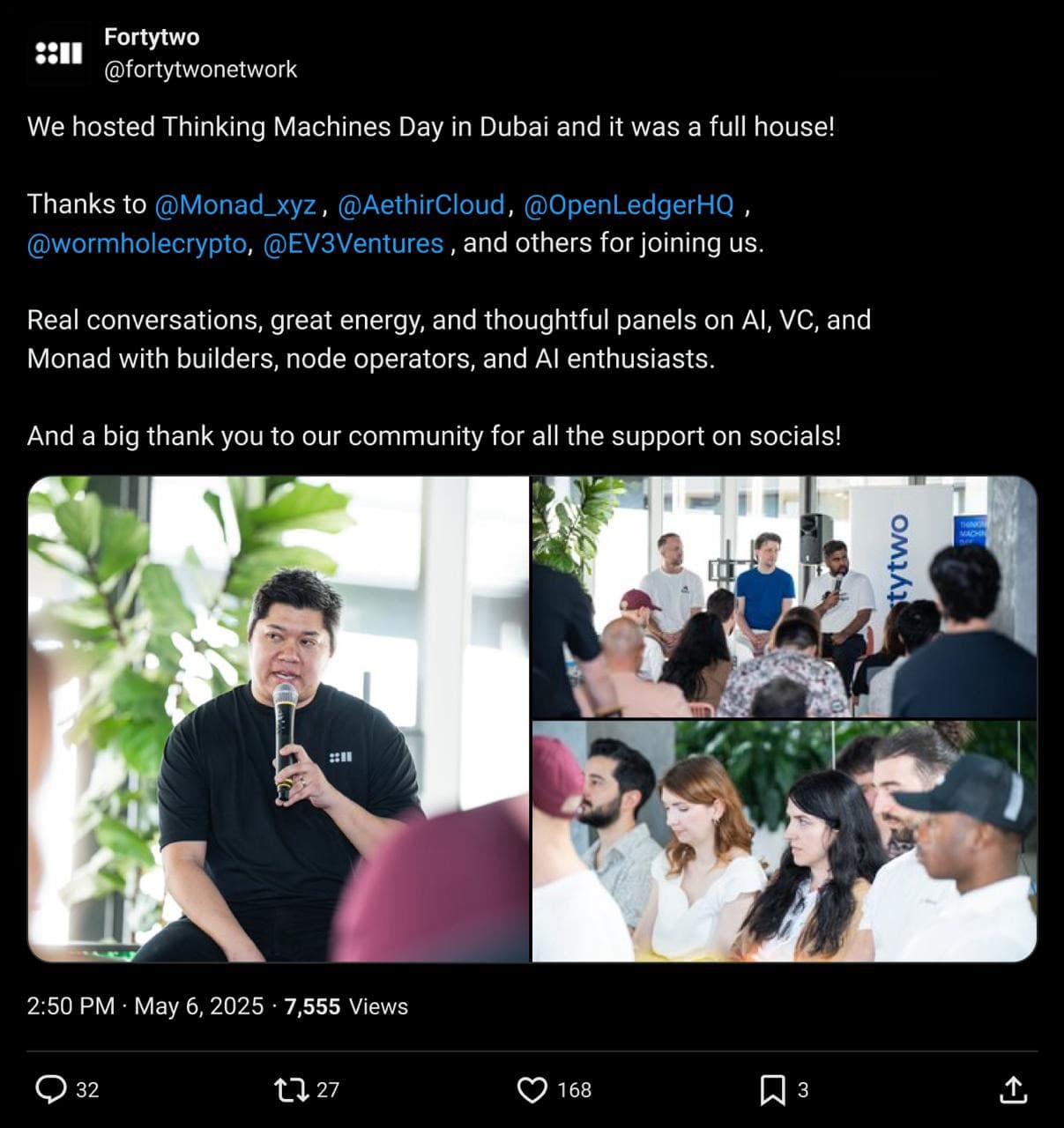 Tweet: We hosted Thinking Machines Day in Dubai and it was a full house!